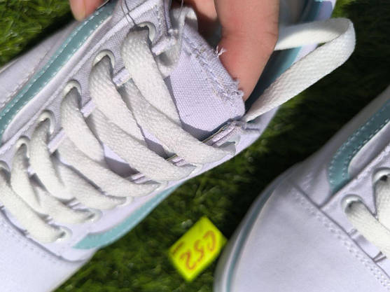 СКИДКА 38 р Кеди БІЛІ з блакитною смугою Vans Old Skool WHITE / Light Blue кросівки 2024 унісекс, фото 6