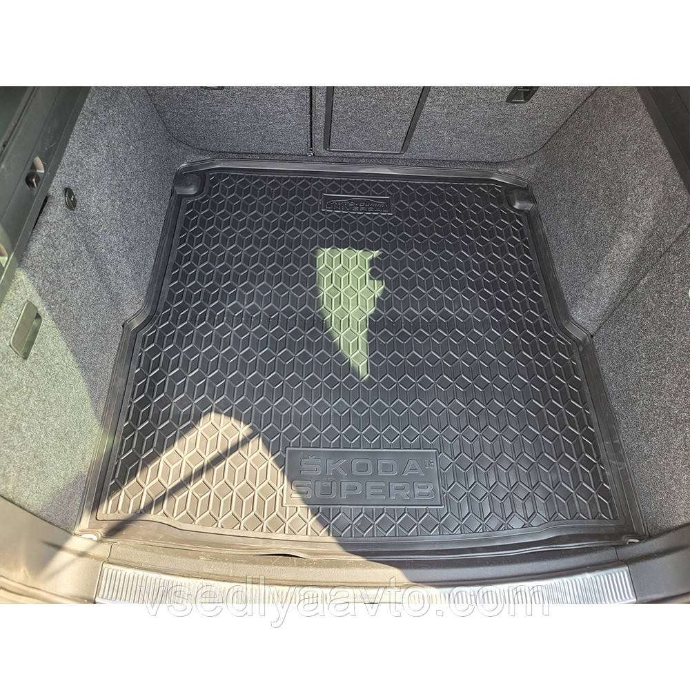 Килимок у багажник SKODA SuperB універсал (2008-2015) (AVTO-GUMM) пластик+гума, фото 1