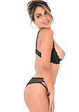 Трусики мереживні з декоративними бретелями чорні Daring Intimates (розмір S/M), фото 5