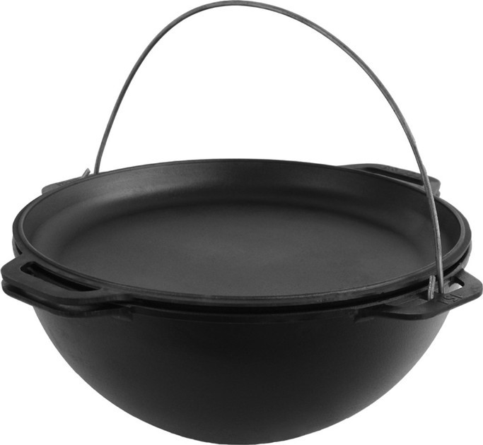 Казан чавунний азіатський з кришкою-сковородою Brizoll KA-08-2 8 л 36 см чорний ID 4882819