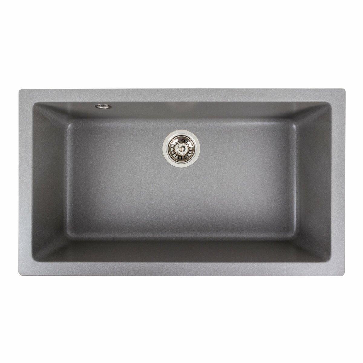 Гранітна мийка для кухні Platinum 7945 Parunana матова Сірий мусон), фото 1