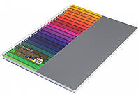 Зошит А4 80 арк спіраль клітинка пластик обкл Радуга Асорті, фото 3