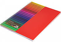 Зошит А4 80 арк спіраль клітинка пластик обкл Радуга Асорті, фото 5