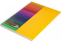 Зошит А4 80 арк спіраль клітинка пластик обкл Радуга Асорті, фото 9