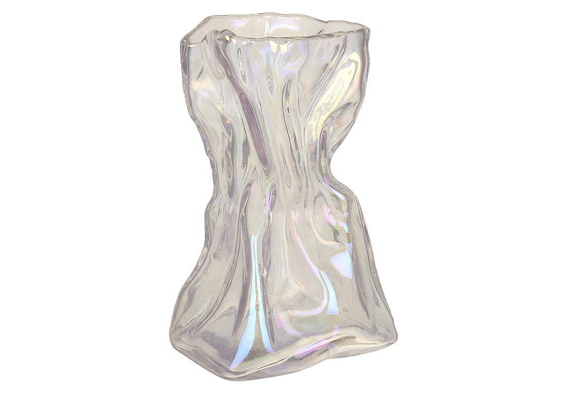Ваза скляна Грейс 13.5*13.5*22см, прозорий перламутр ТОВАР ВІД ВИРОБНИКА