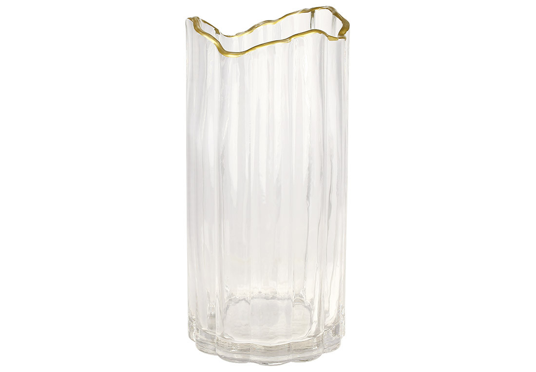 Ваза Гетсбі D11.5*25см, прозора з золотом ТОВАР ВІД ВИРОБНИКА