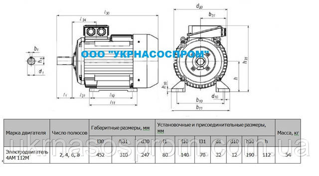 Електродвигун 4АМ 112 МВ8 3 кВт, 750 об/хв