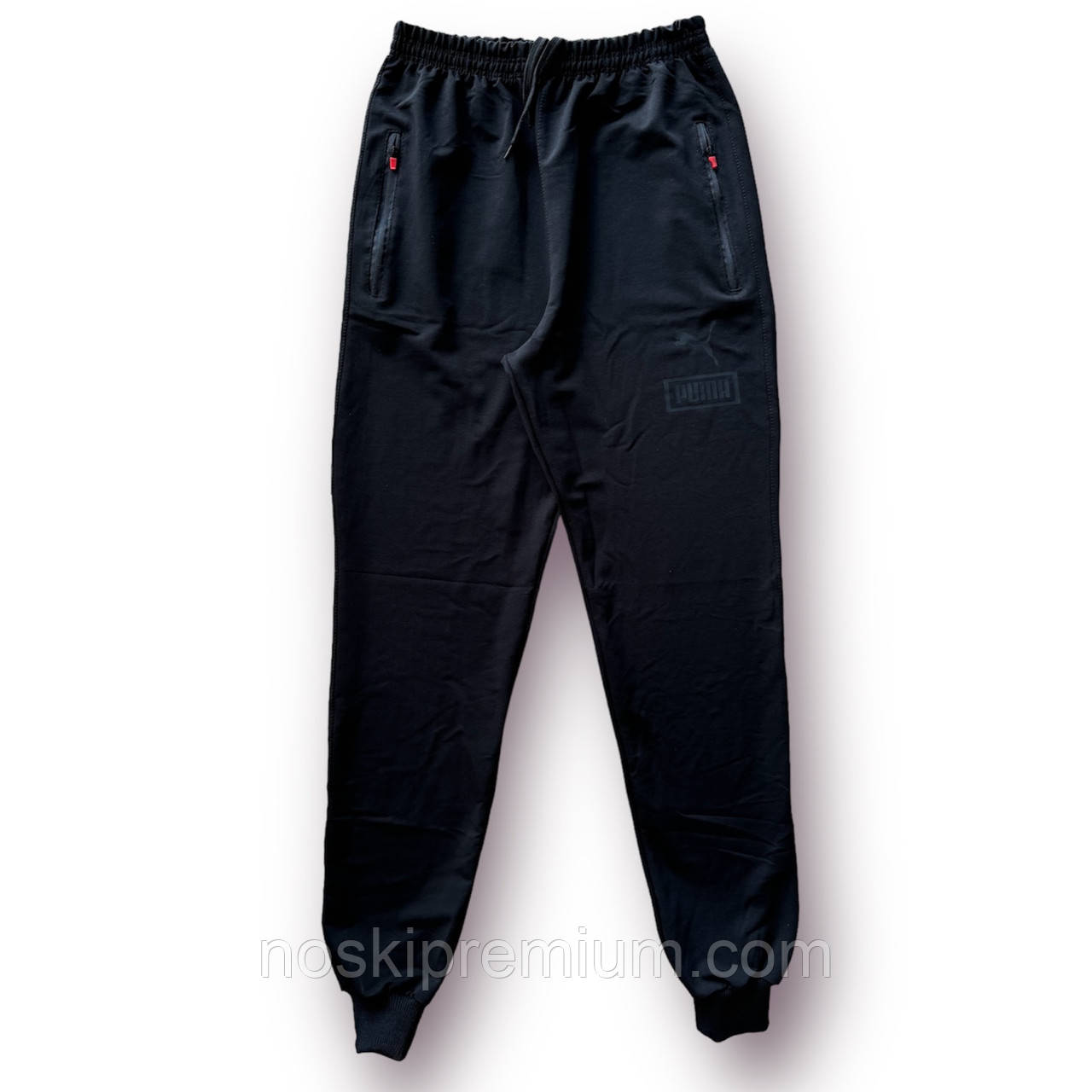Штани спортивні чоловічі з манжетом двонитка пеньє Puma, розміри 46-54, чорні, 4052, фото 1