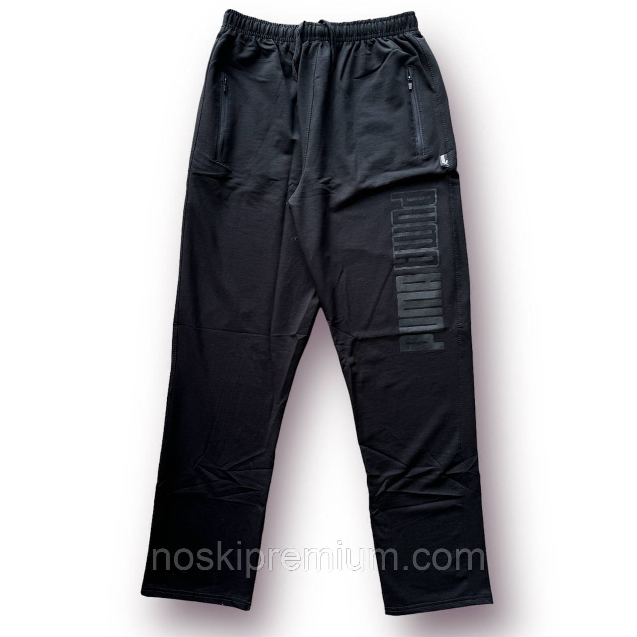 Штани спортивні чоловічі двонитка пеньє Puma, розміри 46-54, чорні, 5034, фото 1