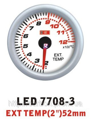 LED 7708-3 Тюнинговый автомобильный прибор Ket Gauge температура выхлопных газов EGT - фото 4 - id-p30042118
