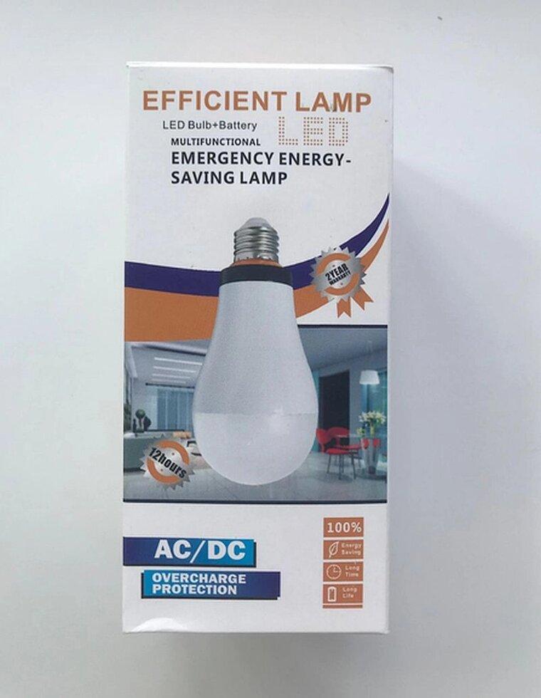 Світлодіодна Led лампа з акумулятором автономна аварійна 12w e27 лампочка з акумулятором 18650, фото 1