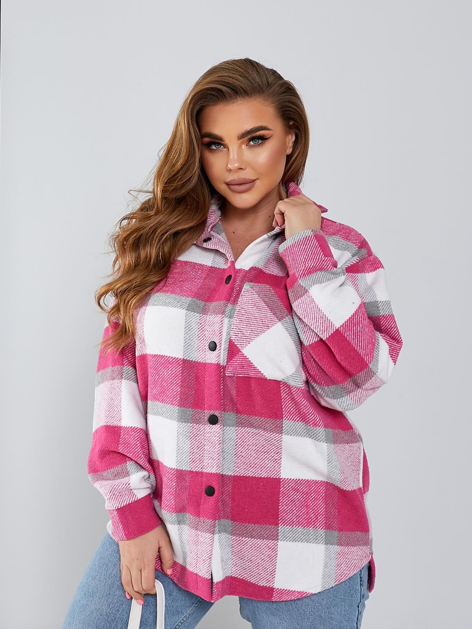 Жіноча сорочка кашемiр (р-ри: 46-48, 50-52, 54-56) R520-9 (в уп. один колір) весна- осінь. вир-во Україна., фото 1