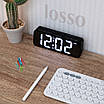 Годинник електронний настільний LOSSO Premium BASIC з LED підсвічуванням чорний, фото 7