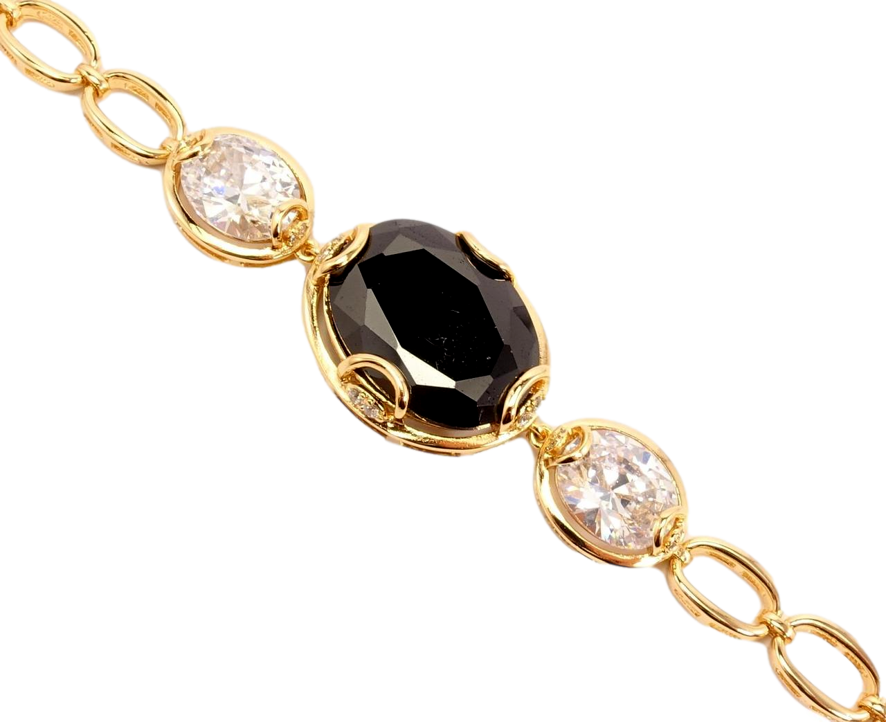 Браслет Xuping Позолота 18K "Чорно-біле тріо" довжина з дод. замком 18см; 20см х 7-18мм