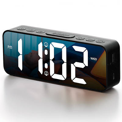 Годинник електронний настільний LOSSO Premium BASIC з LED підсвічуванням чорний