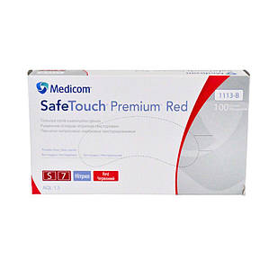 SafeTouch Premium Red 100 шт, нітрилові, медичні рукавички, нестерильні, Medicom