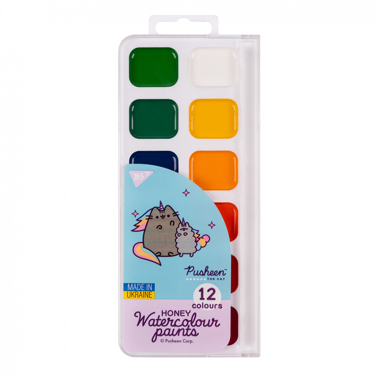 Фарби акварельні YES Pusheen 12кол. пласт.кор. 110275