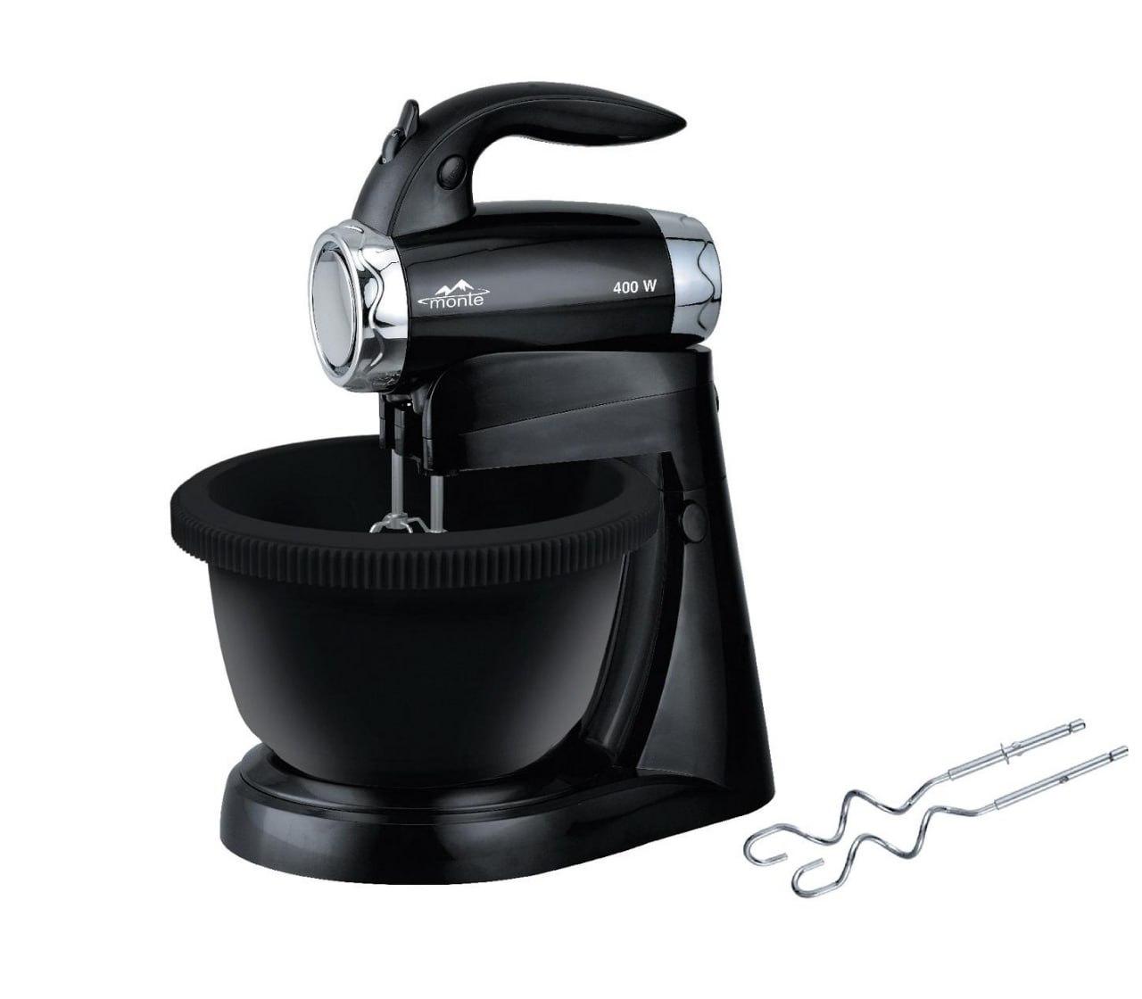 Міксер із чашею Monte 2010-MT кухонний міксер для дому 5 швидкостей 2 насадки Чорний 400 Вт, фото 1