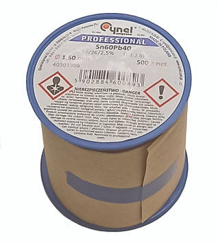 Припій ПОС-60 d1.5мм з флюсом Cynel бухта-0,5кг