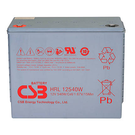 Акумуляторна батарея CSB HRL12540W, 12V 130Ah (343х170х274мм), фото 1