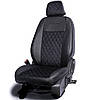 Чохли на сидіння Тойота Хайлендер 2 (Toyota Highlander 2) 3Д-ромб, екошкіра с логотипом чорні, фото 3