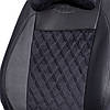 Чохли на сидіння Тойота Хайлендер 2 (Toyota Highlander 2) 3Д-ромб, екошкіра с логотипом чорні, фото 4