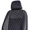 Чохли на сидіння Тойота Хайлендер 2 (Toyota Highlander 2) 3Д-ромб, екошкіра с логотипом чорні, фото 6