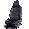 Чохли на сидіння Форд Рейнджер (Ford Ranger) 3Д-ромб, екошкіра с логотипом чорні, фото 2