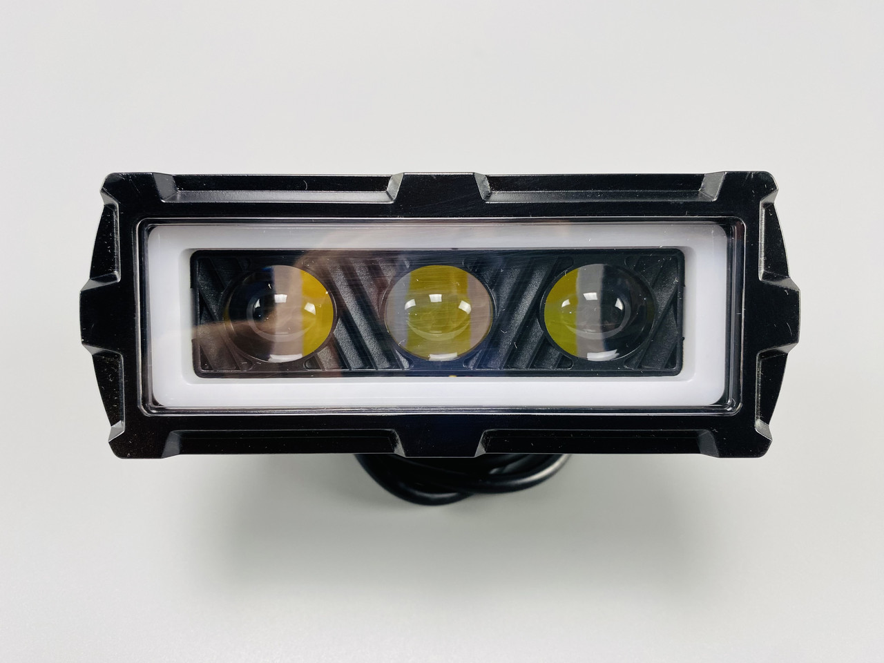 Фара LED прямокутна 3 Led chip 3D лінза 9-32V 6000К IP67 led chip 3030 жовте та біле світло + габаритне світло, фото 1