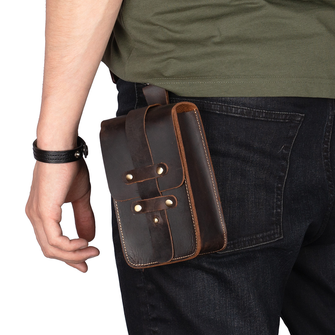 Сумка шкіряна на пояс коричнева арт.00132, фото 1