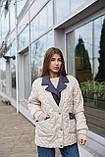 Жіноча демісезонна стьобана коротка куртка К-317 беж, фото 3