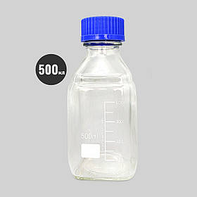Бутель для реагентів ромбічний 500мл з гвинтовою кришкою і градуюваннням скло ТС