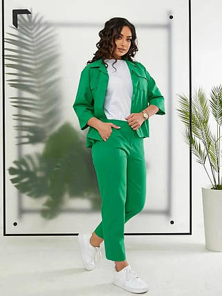 Елегантний жіночий костюм, тканина "Льон" розмір 52, фото 1