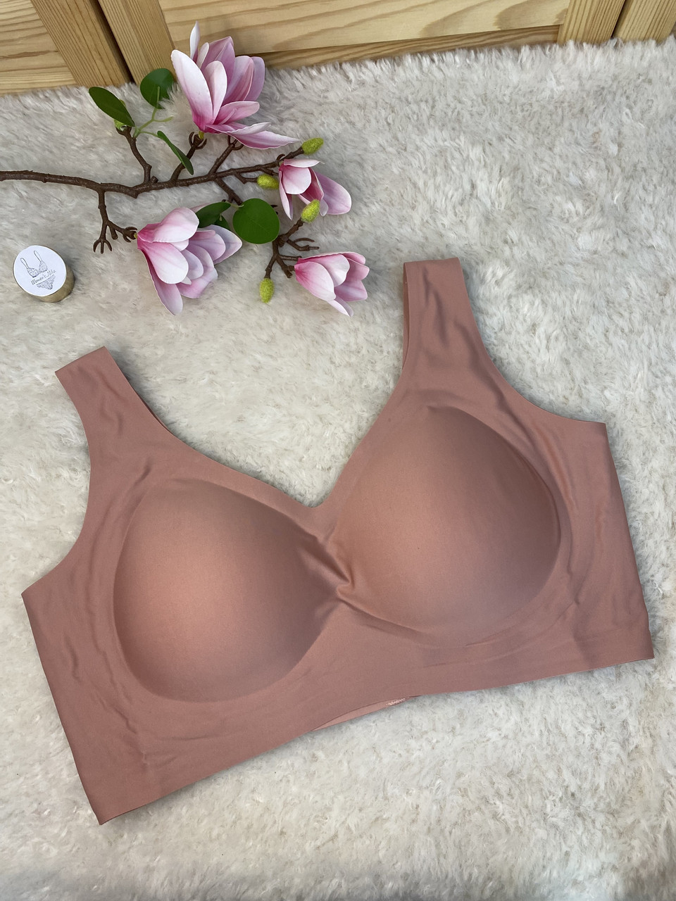 Бра безшовний ВЕЛИКИЙ РОЗМІР XL/2XL(чашка B-C-D) без кісточок Батал Комфорт пудровий з пуш ап Бюстгальтер, фото 1
