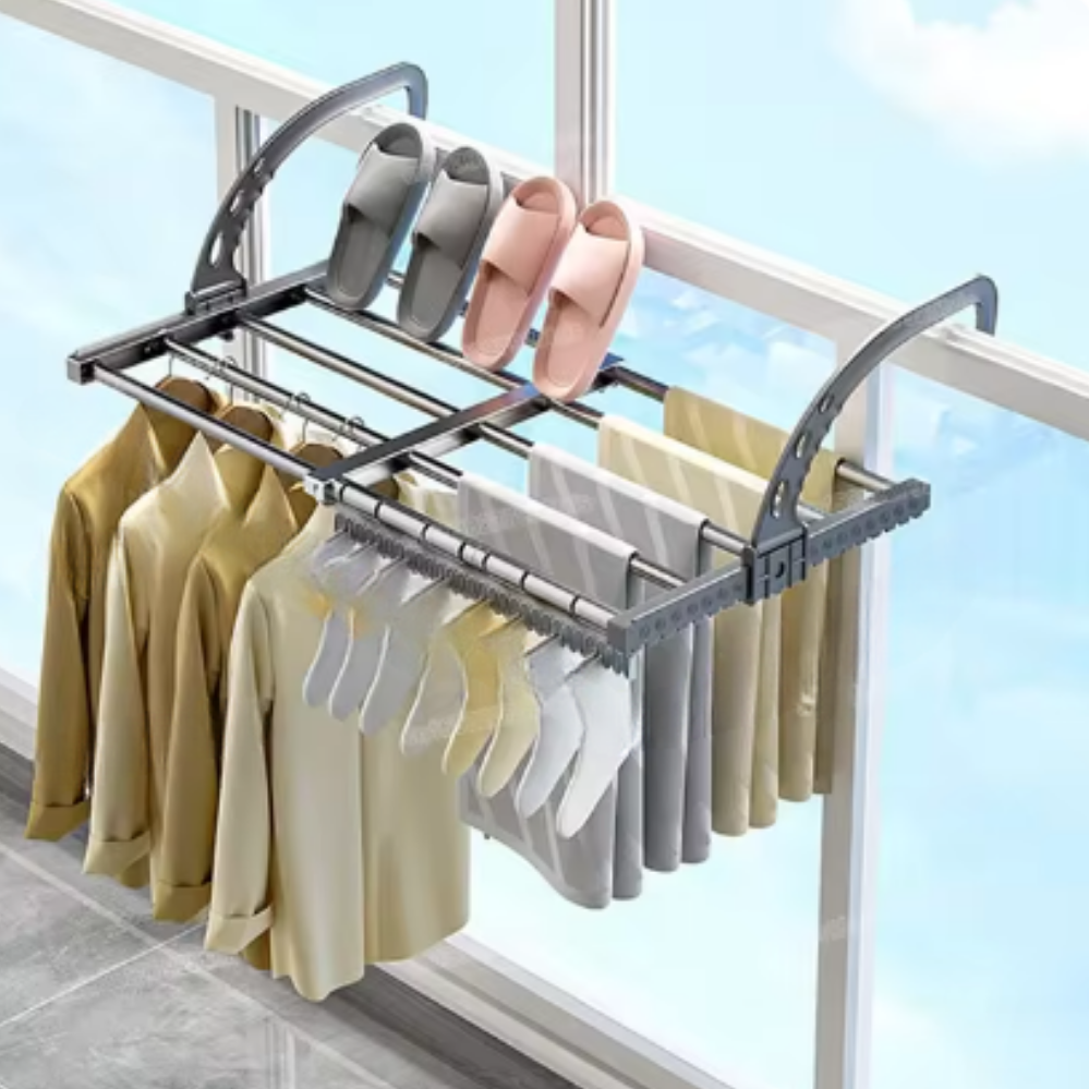 Сушарка для білизни розсувна на радіатор Folding Clothes Hanger 3270В Подвійна сушка для одягу взуття на балкон