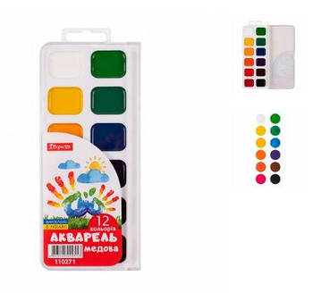 Фарби акварельні 1Вересня 12 кольорів медові б/к 110271 G-Rich