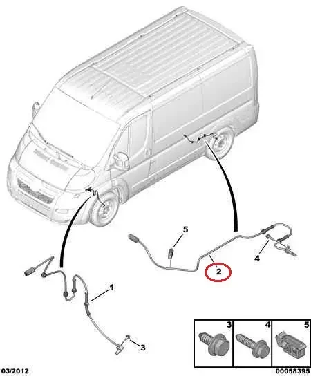 Датчик ABS задній 990 мм на Fiat Ducato, Peugeot Boxer, Citroen Jumper 4 (2014-...), 51787753, 4545H1
