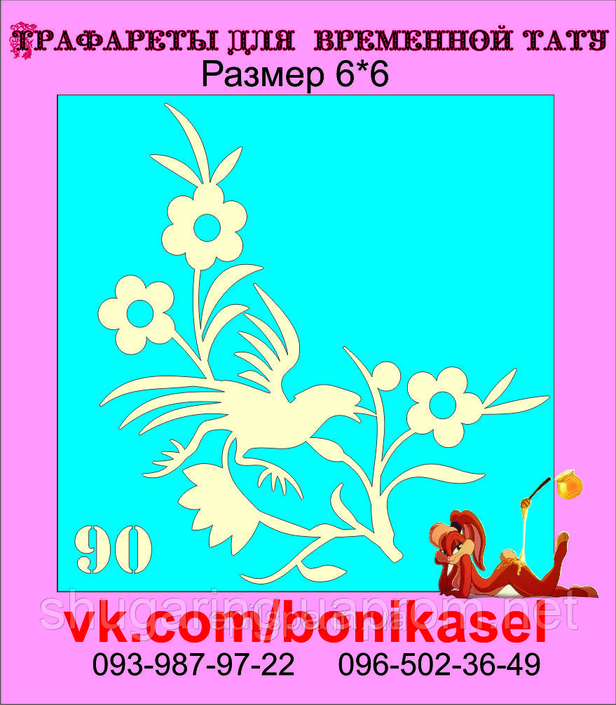 Трафарет для Біо Тату 6*6 90