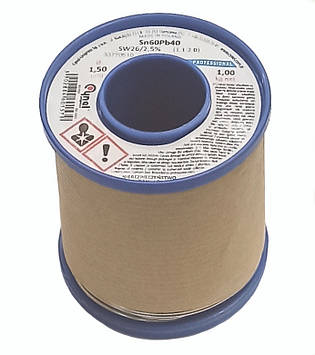 Припій ПОС-60 d1.5мм з флюсом Cynel бухта-1,0кг