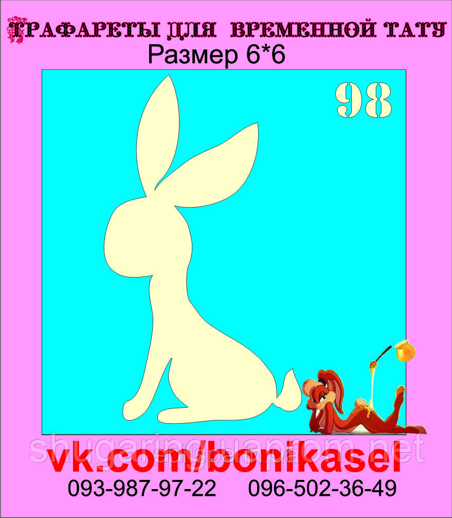 Трафарет для Біо Тату 6*6 98