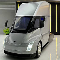 Автомобіль Tesla Semi. Металева машинка 1:24. Сірий колір