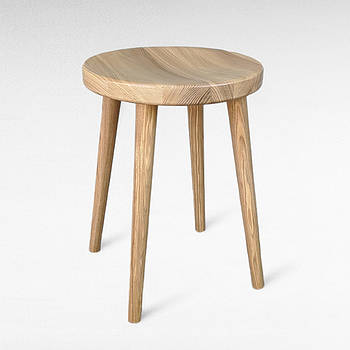 Табурет дерев'яний з конусними ніжками Табуретка з дерева з круглими ніжками Стільчик з круглим сидінням Натуральний світлий