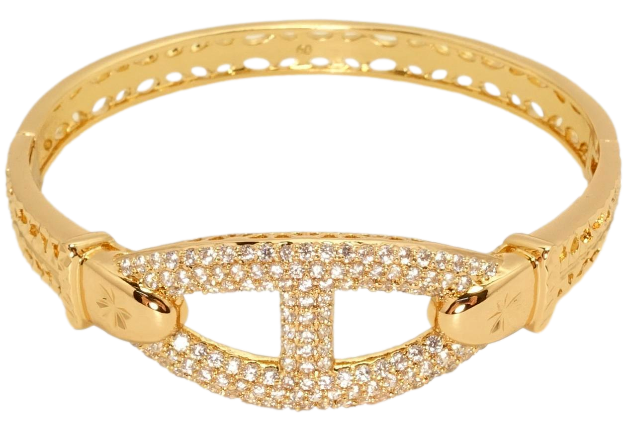 Браслет Xuping Позолота 18K "Декоративний ремінець з інкрустацією цирконієм" ø 6см