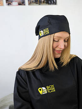 Бандана кухарська з вашим лого Чорна | Косинка