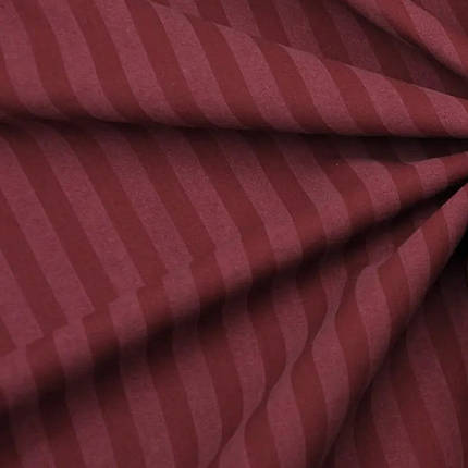 Натяжне щільне простирадло наматрацник на гумці з бязі (180*200*25) бавовняне натуральне в смужку темно-червоне, фото 2