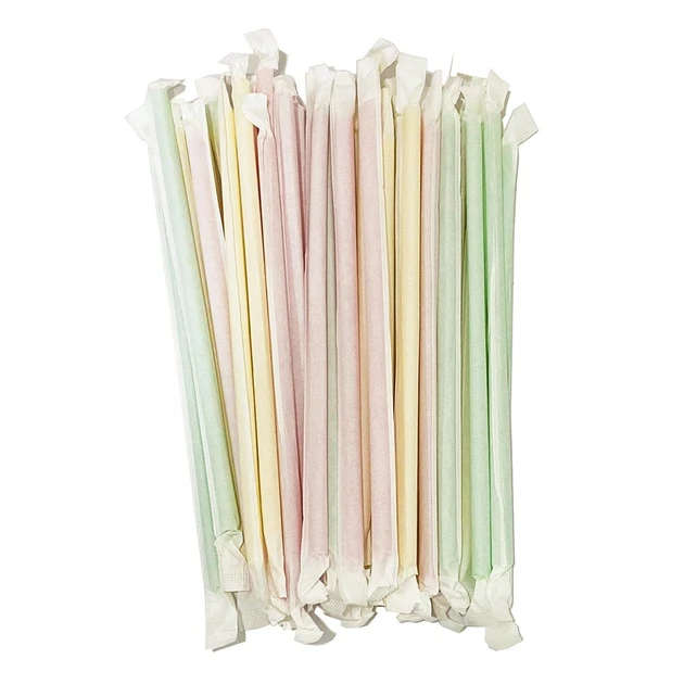 Трубочки в індивідуальній упаковці 21см 200шт прямі різнокольорові, фото 1