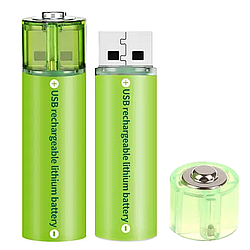Акумуляторна батарейка з USB (2шт) AА 1,5V, 1500mAh, FluCat / Акумулятор АА / Батарейка із зарядкою