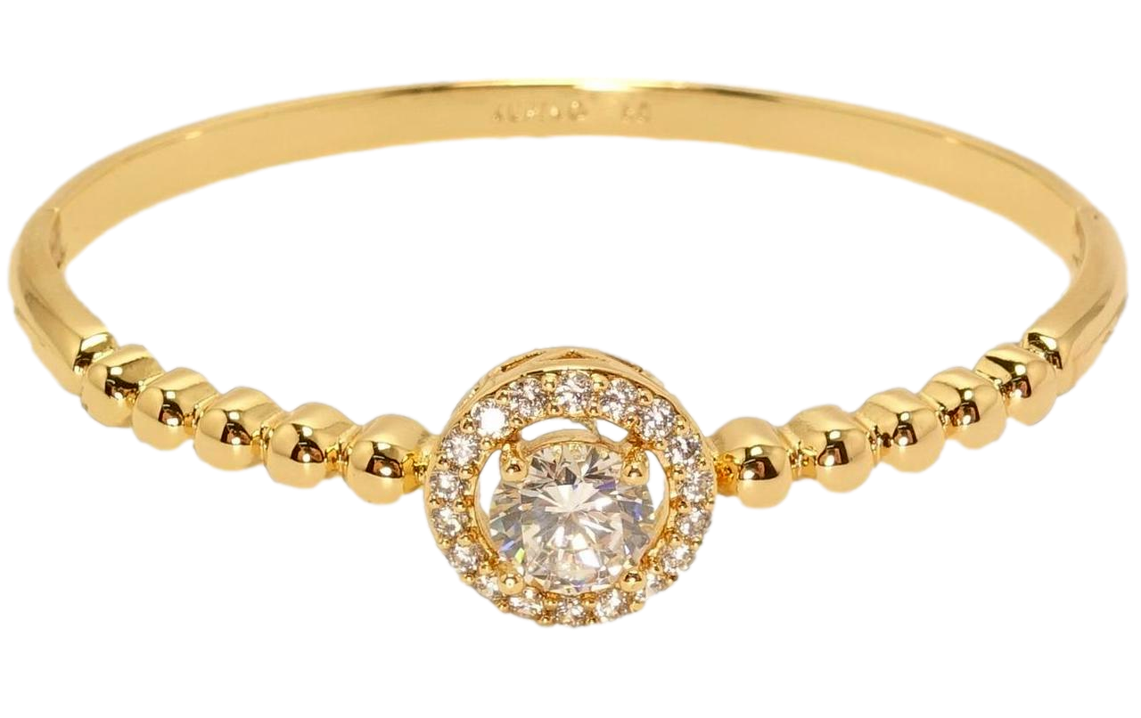 Браслет Xuping Позолота 18K "Шинка із золотими кульками та вставка кристальне коло" ø 6см