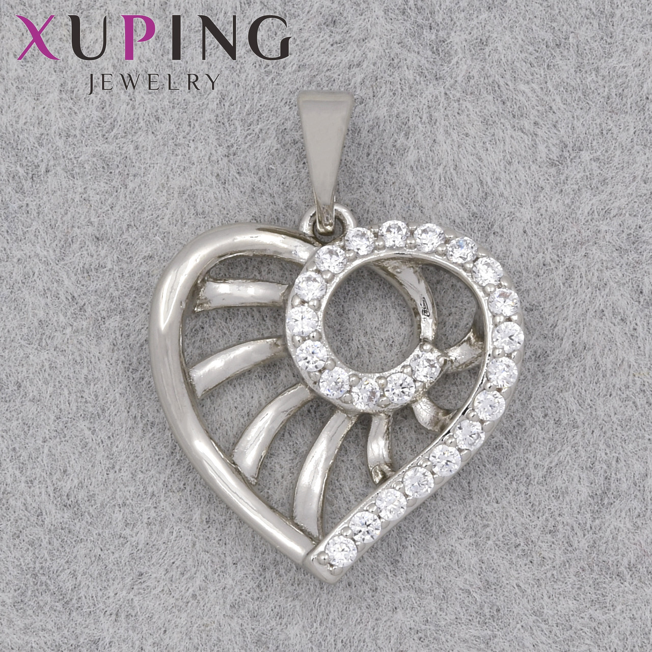 Кулон женский Xuping Jewelry медицинское золото родий сердечко с хрустальными камнями размер изделия 17х17 мм
