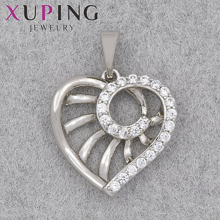Кулон женский Xuping Jewelry медицинское золото родий сердечко с хрустальными камнями размер изделия 17х17 мм, фото 1